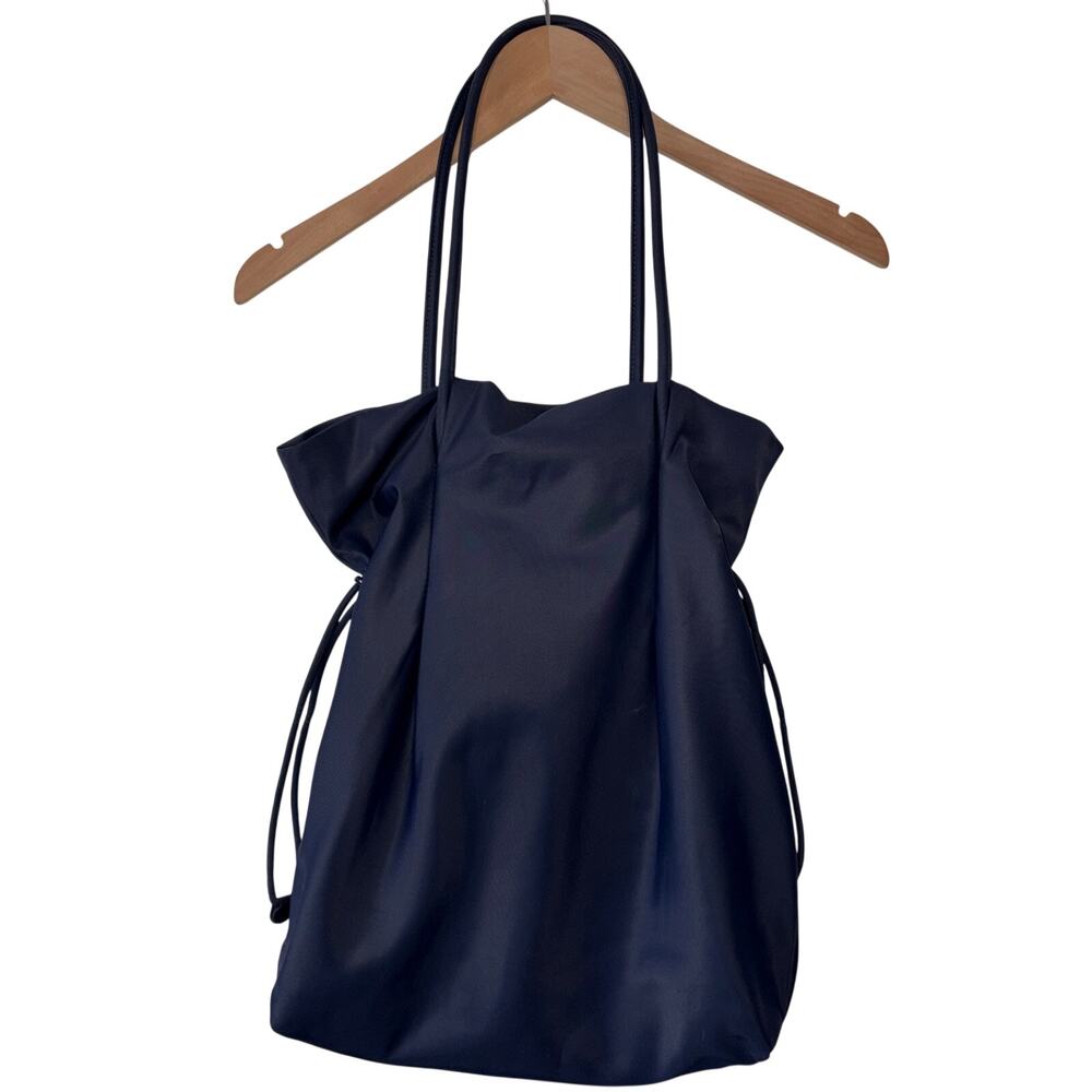 Aritzia Babaton Commute Tote Navy Nylon Cinch Quiet Luxury Minimalist Bag - Picture 2 of 10